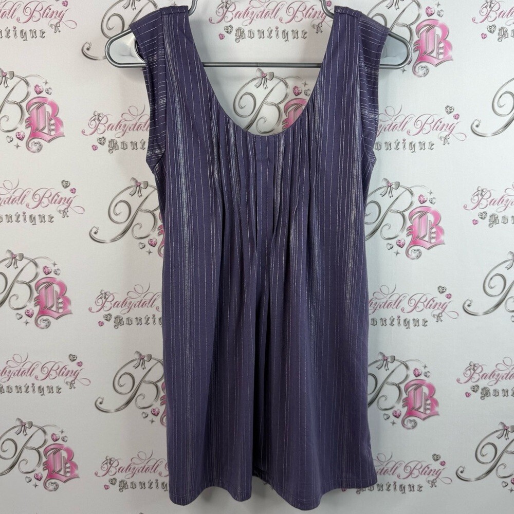 Joe's Jeans tank top flowy pin stripes striped shiny silver Purple Striped Top